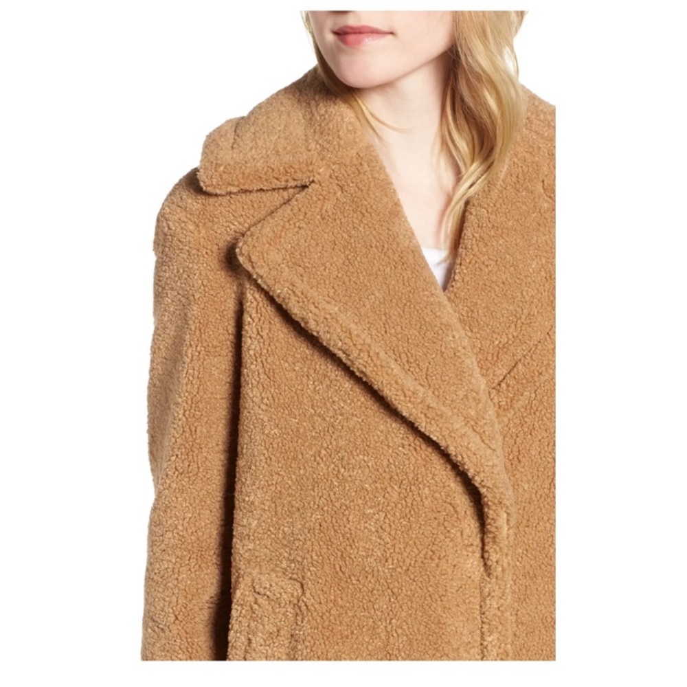 Kensie Teddy Faux Shearling Coat Jacket Brown Tan - Picture 10 of 11